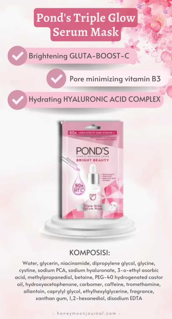 komposisi ponds triple glow serum mask