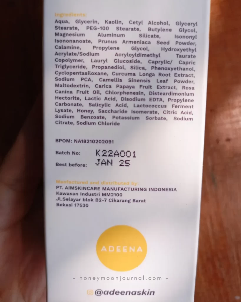 komposisi turmeric exfoliator and mask adeena skin