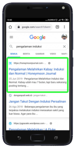 page one google pengalaman induksi